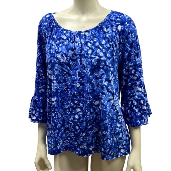 Michael Kors Womens Blue‎ Blouse With Bell Sleeves XL - Picture 1 of 5